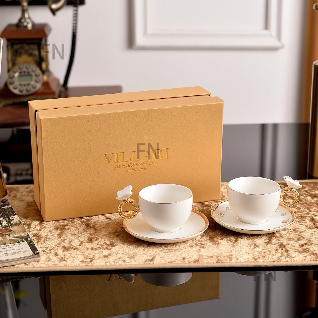 Villari Butterfly Turkish coffee set of two cup - Villari Turkish Coffee Cups | Aleppo Gift UAE